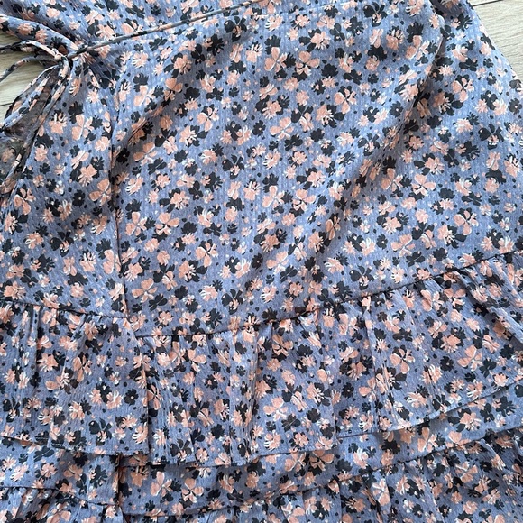 1. State Floral Ruffle Balloon Sleeve Mini Wrap Dress - Picture 16 of 16